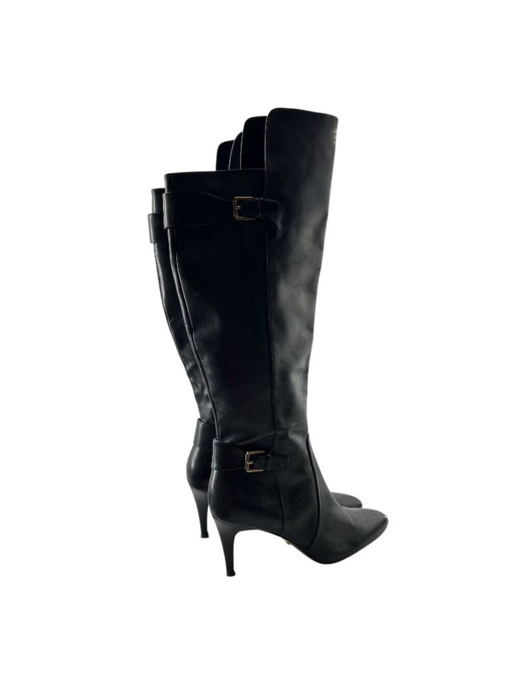 Lauren Ralph Lauren Philena Black Leather Upper Knee High Heel Boots Women’s 9B